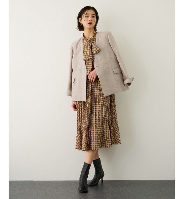 ROPE「リネンノーカラージャケット/セットアップ対応」|ノーカラージャケット|