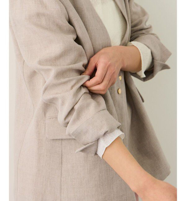 ROPE「リネンノーカラージャケット/セットアップ対応」|ノーカラージャケット|