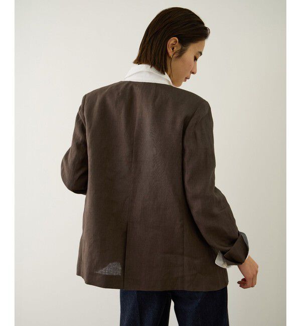 ROPE「リネンノーカラージャケット/セットアップ対応」|ノーカラージャケット|