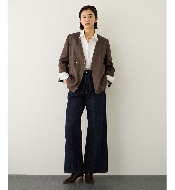 ROPE「リネンノーカラージャケット/セットアップ対応」|ノーカラージャケット|