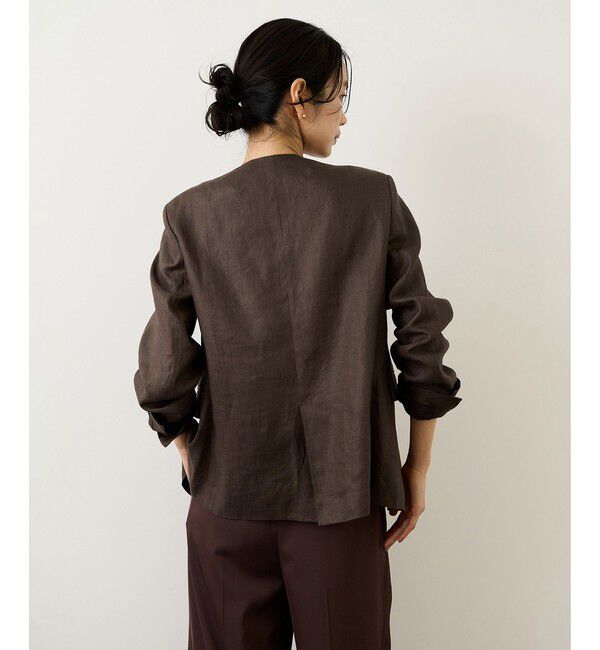 ROPE「リネンノーカラージャケット/セットアップ対応」|ノーカラージャケット|