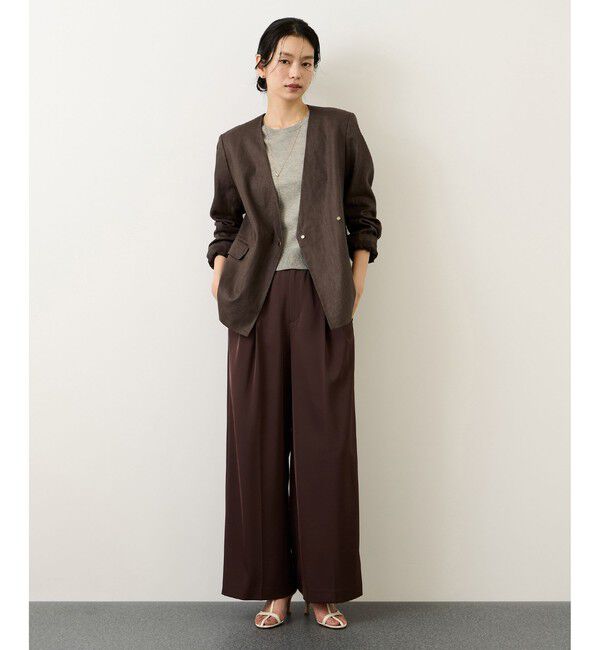 ROPE「リネンノーカラージャケット/セットアップ対応」|ノーカラージャケット|