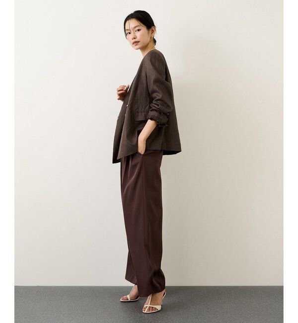 ROPE「リネンノーカラージャケット/セットアップ対応」|ノーカラージャケット|