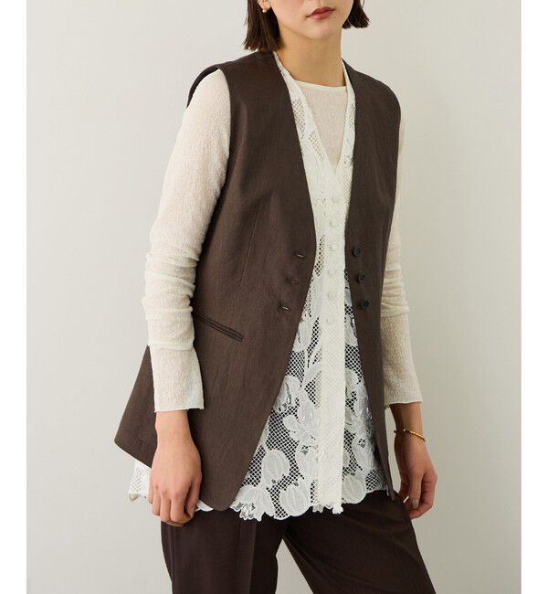 ROPE「リネンスリーブレスジレ/セットアップ対応」|ベスト・ジレ|