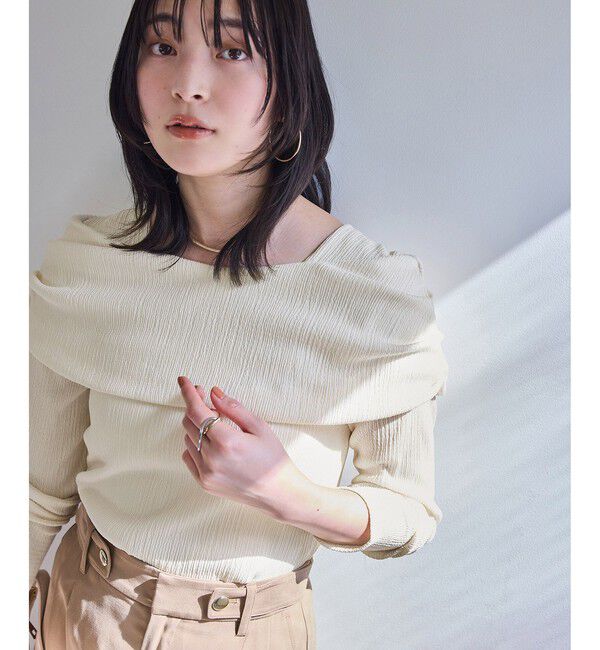 VIS「ジャガードオフショルプルオーバー/イージーケア」|Tシャツ・カットソー|