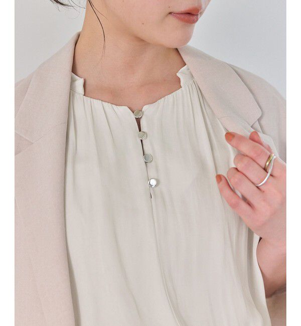 VIS「エアリーサテンハーフスリーブブラウス/イージーケア」|シャツ・ブラウス|