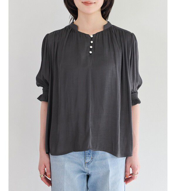 VIS「エアリーサテンハーフスリーブブラウス/イージーケア」|シャツ・ブラウス|
