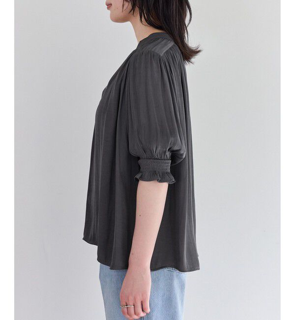 VIS「エアリーサテンハーフスリーブブラウス/イージーケア」|シャツ・ブラウス|
