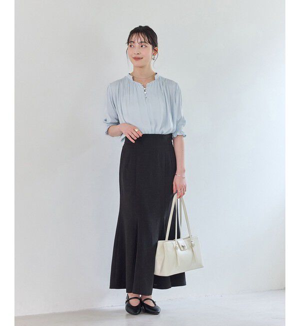 VIS「エアリーサテンハーフスリーブブラウス/イージーケア」|シャツ・ブラウス|