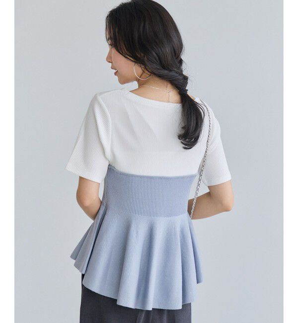 VIS「ペプラムサマーニットドッキングカットソー/イージーケア」|Tシャツ・カットソー|