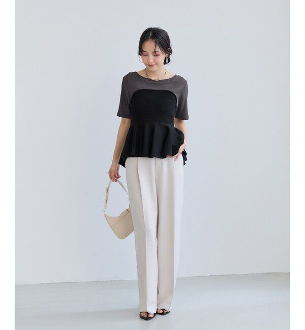 VIS「ペプラムサマーニットドッキングカットソー/イージーケア」|Tシャツ・カットソー|