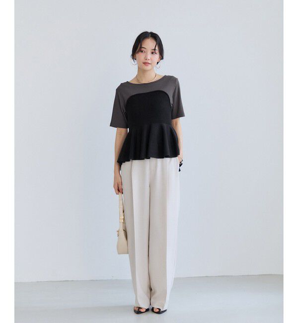 VIS「ペプラムサマーニットドッキングカットソー/イージーケア」|Tシャツ・カットソー|