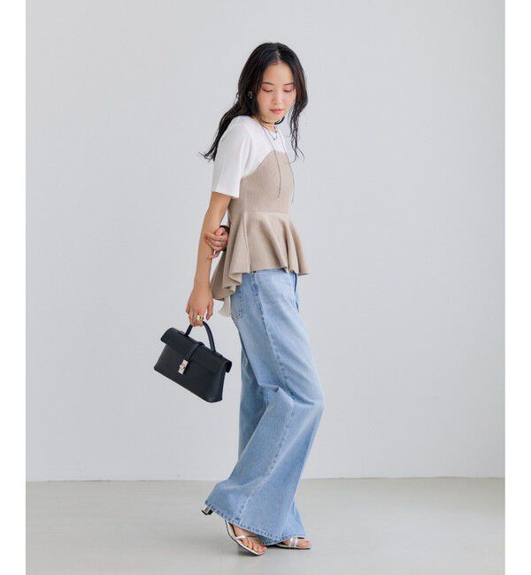 VIS「ペプラムサマーニットドッキングカットソー/イージーケア」|Tシャツ・カットソー|