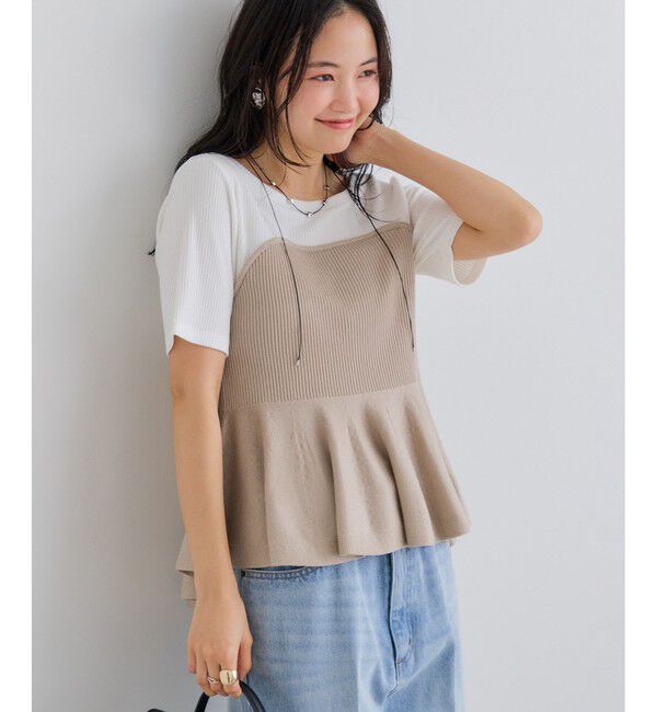 VIS「ペプラムサマーニットドッキングカットソー/イージーケア」|Tシャツ・カットソー|