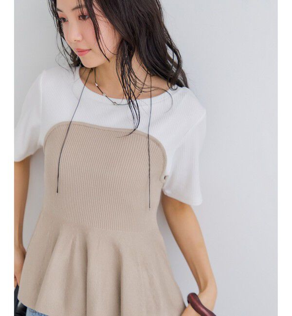 VIS「ペプラムサマーニットドッキングカットソー/イージーケア」|Tシャツ・カットソー|