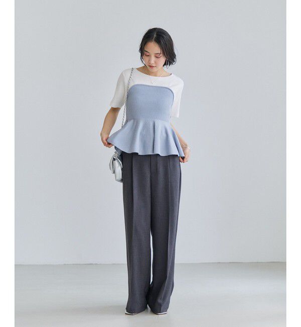 VIS「ペプラムサマーニットドッキングカットソー/イージーケア」|Tシャツ・カットソー|