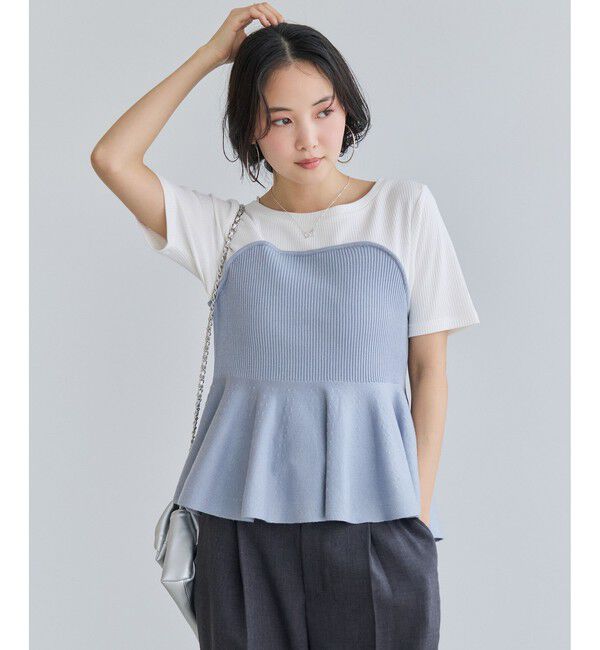 VIS「ペプラムサマーニットドッキングカットソー/イージーケア」|Tシャツ・カットソー|