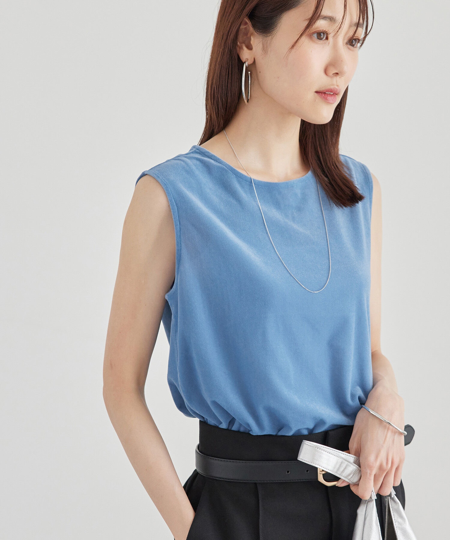 Rope&rsquo;Picnic「ベロアノースリーブカットトップス」|Tシャツ・カットソー|