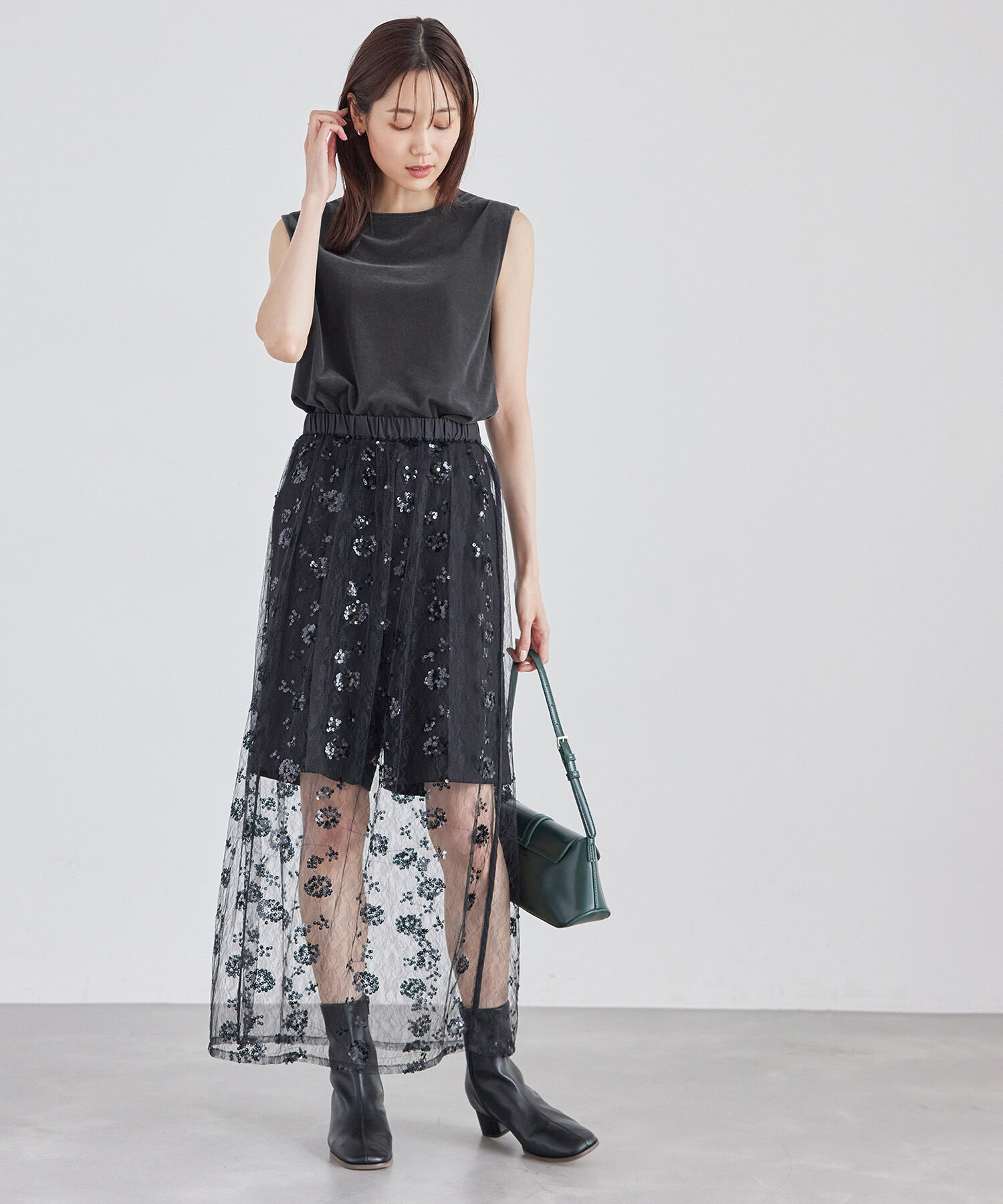 Rope&rsquo;Picnic「ベロアノースリーブカットトップス」|Tシャツ・カットソー|