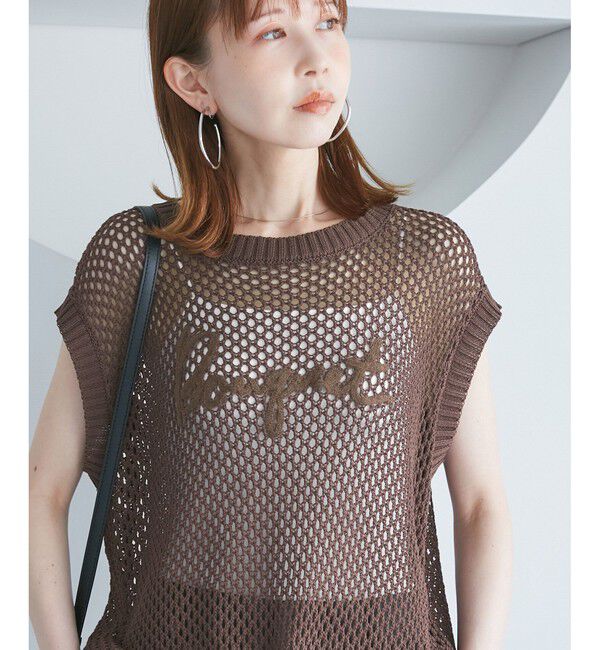 Rope&rsquo;Picnic「コード刺繍入りメッシュサマーニット」|ニット・セーター|ブラウン(20)