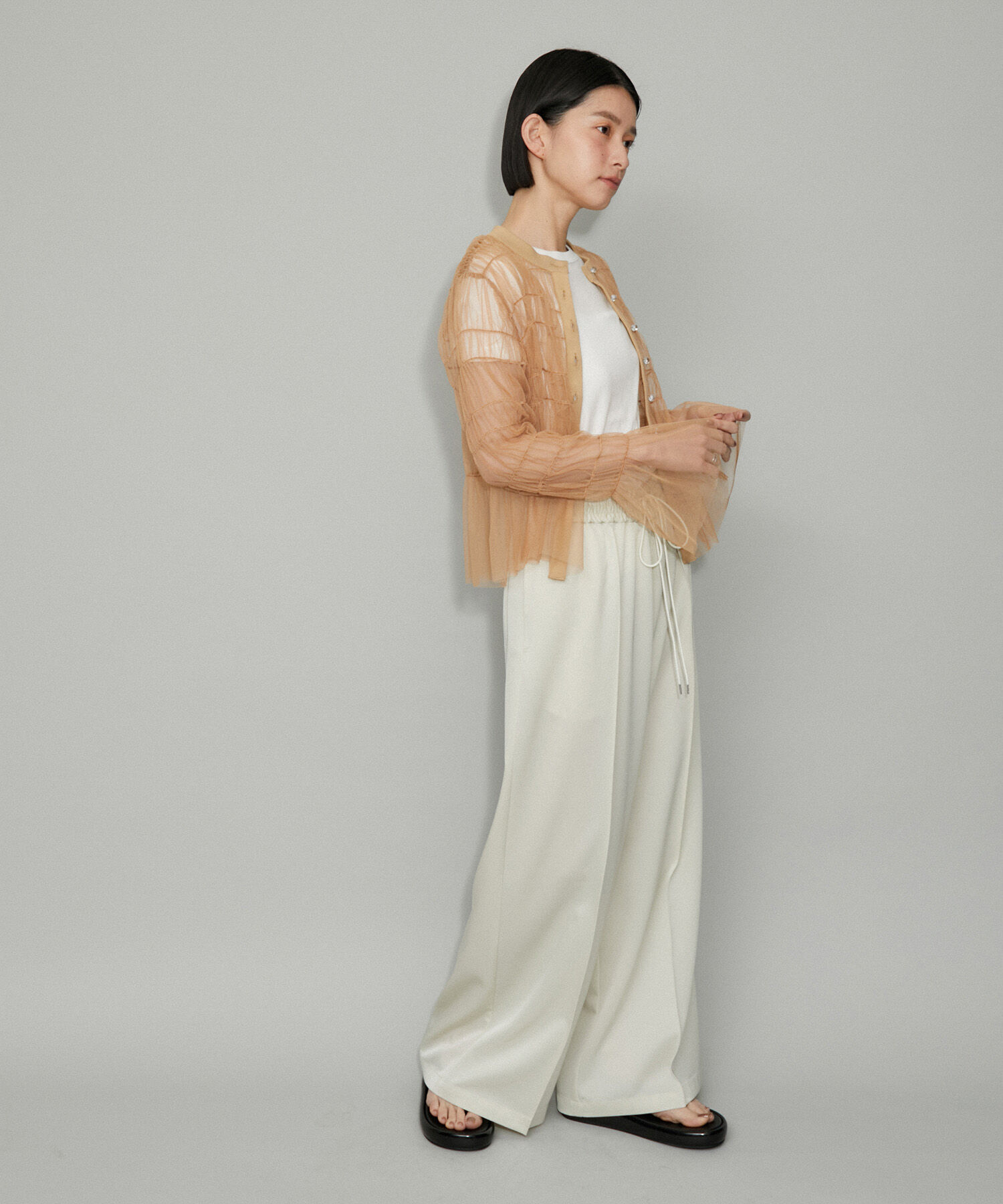 ADAM ET ROPE'「【WEB限定】ギャザーチュールカーディガン」|カーディガン|