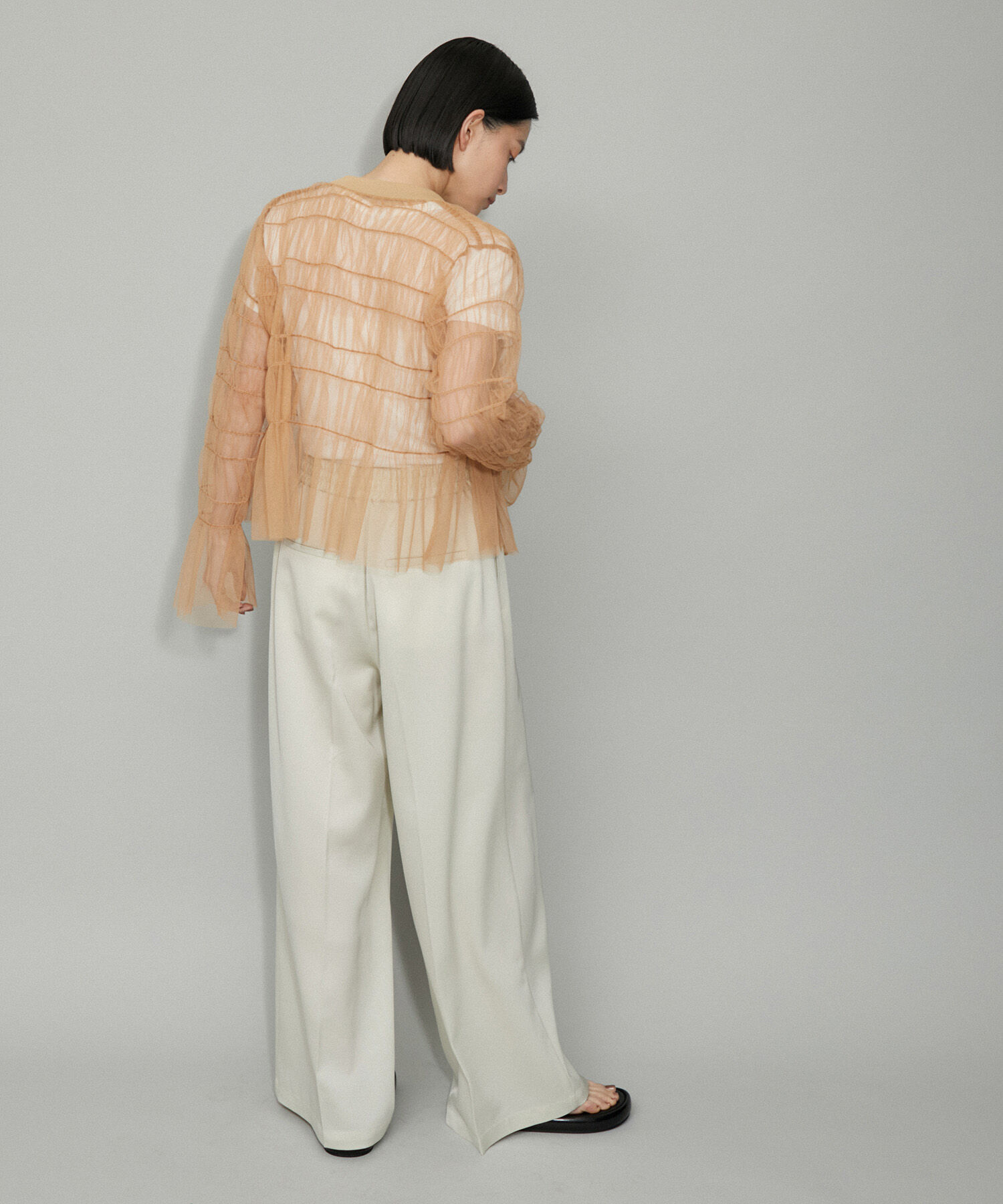 ADAM ET ROPE'「【WEB限定】ギャザーチュールカーディガン」|カーディガン|