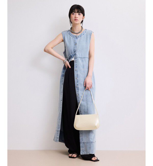 ADAM ET ROPE'「【WEB限定】ライトデニムスリーブレスワンピース」|ワンピース|サックス(48)