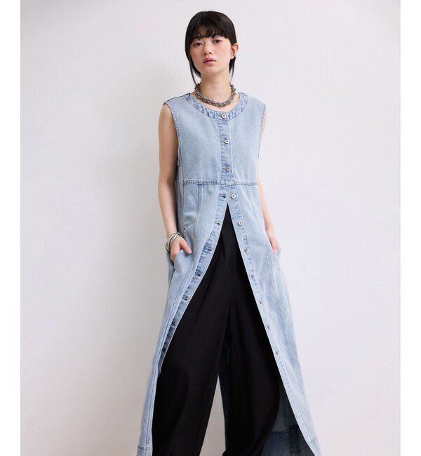 ADAM ET ROPE'「【WEB限定】ライトデニムスリーブレスワンピース」|ワンピース|