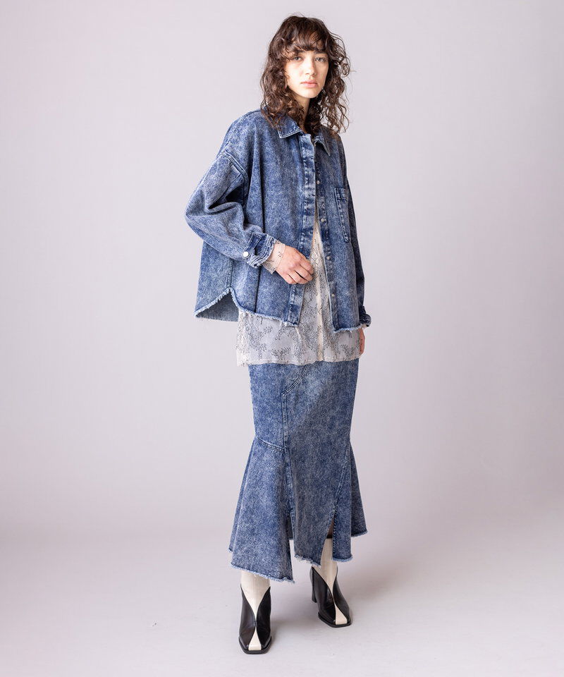  「アシンメトリーケミカルデニムスカート」|スカート|