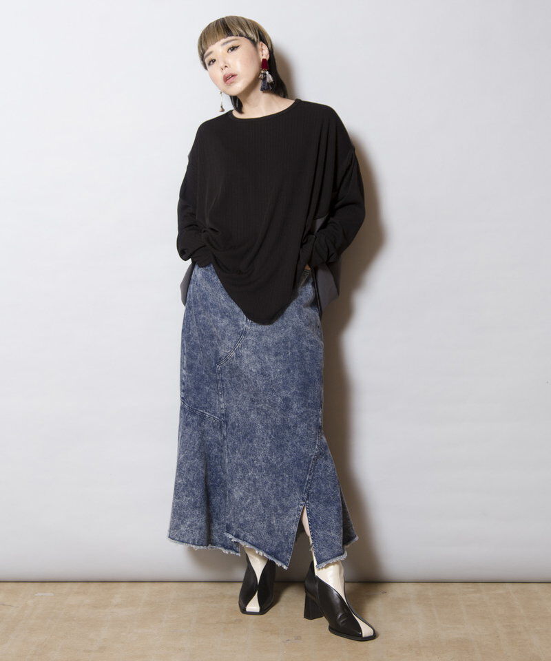  「アシンメトリーケミカルデニムスカート」|スカート|