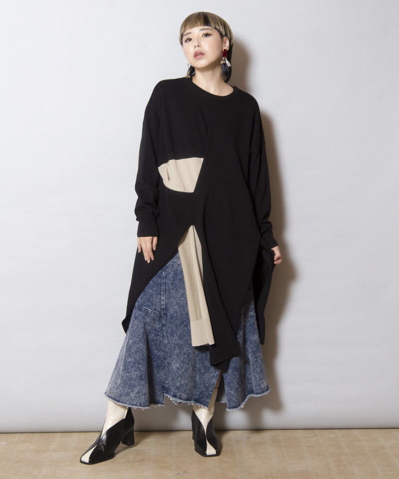  「アシンメトリーケミカルデニムスカート」|スカート|