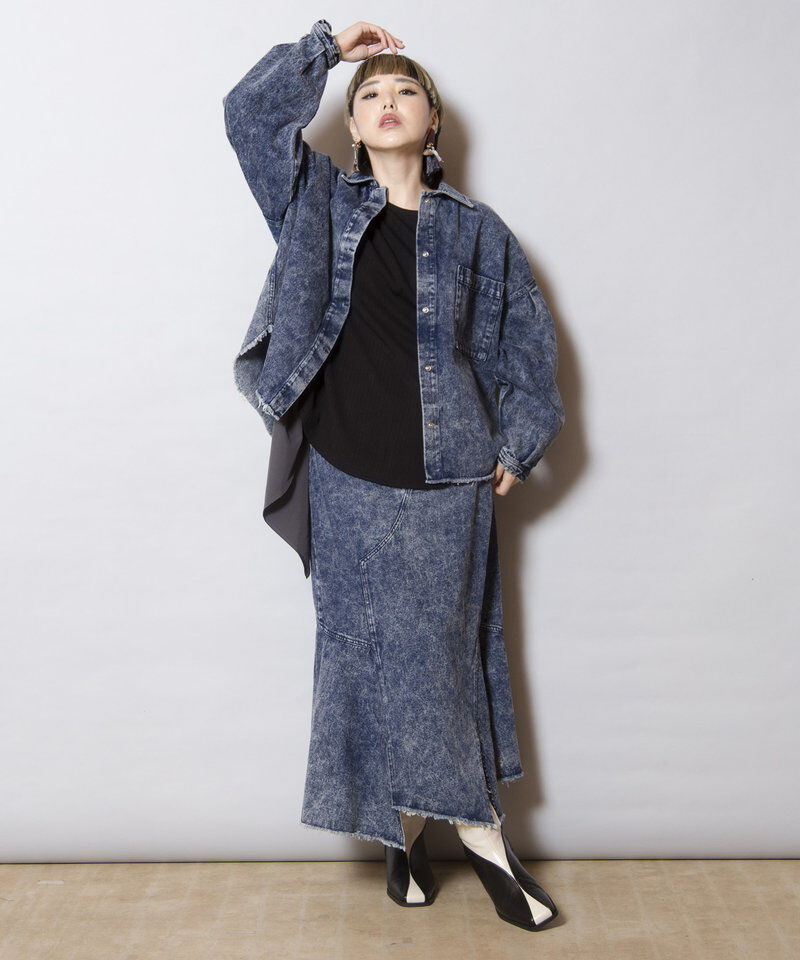  「アシンメトリーケミカルデニムスカート」|スカート|