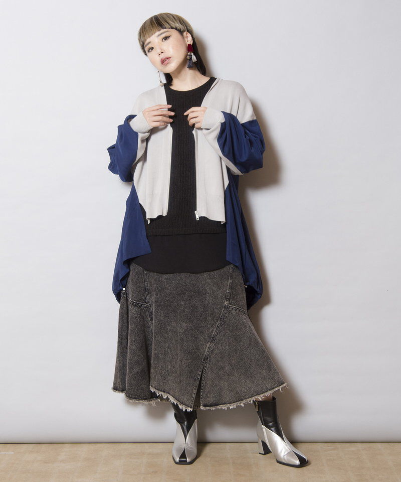  「アシンメトリーケミカルデニムスカート」|スカート|
