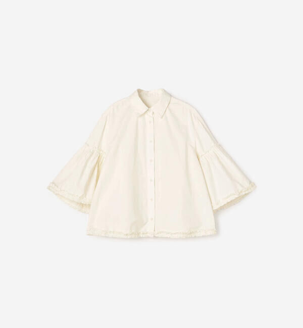  「crinkle crinkle crinkle | ガーメントダイ フリルシャツ WOMEN」|シャツ・ブラウス|