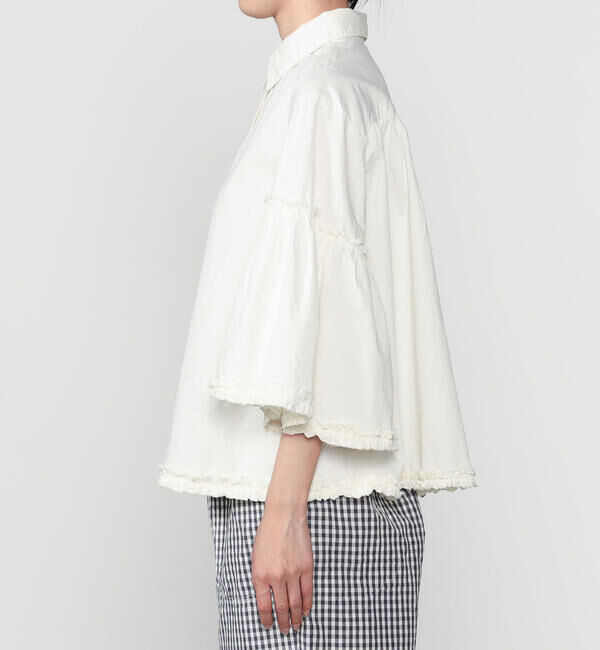  「crinkle crinkle crinkle | ガーメントダイ フリルシャツ WOMEN」|シャツ・ブラウス|