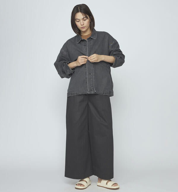  「7115 by SZEKI | コットン シャツジャケット WOMEN」|テーラードジャケット|BLACK