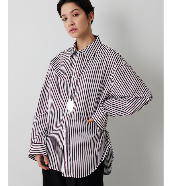 「ストライプシャツ」|シャツ・ブラウス|ブラウン