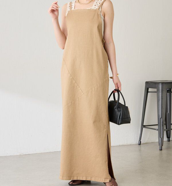  「Q.anosリラックススリムデニムワンピース」|ワンピース|ベージュ