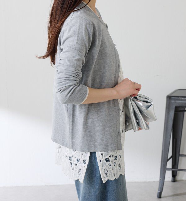  「レイヤード風クルーネックカーディガン」|ニット・セーター|