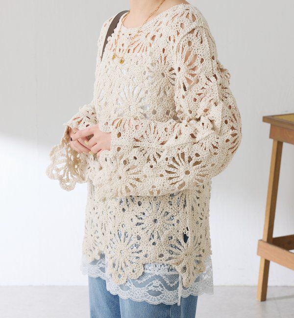  「フラワー柄クロシェニット」|ニット・セーター|