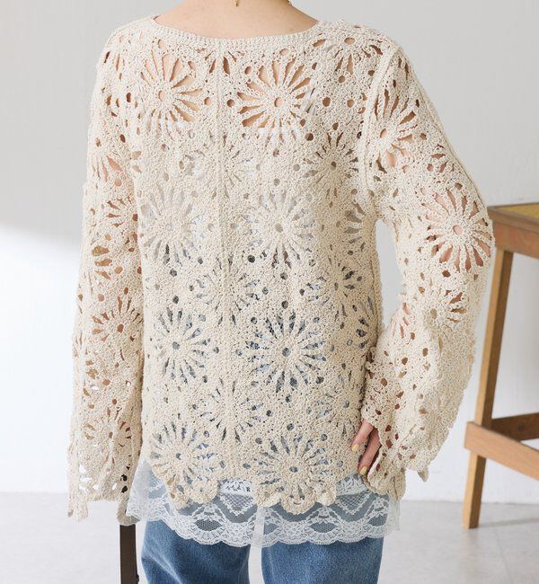  「フラワー柄クロシェニット」|ニット・セーター|