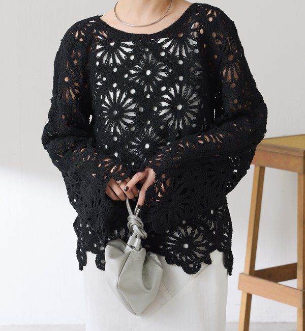  「フラワー柄クロシェニット」|ニット・セーター|