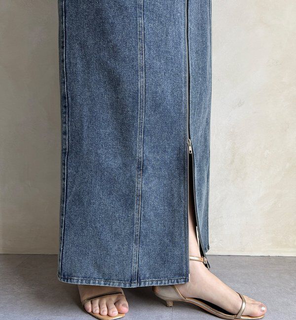 「【WEB限定】フロントジップデニムスカート」|スカート|