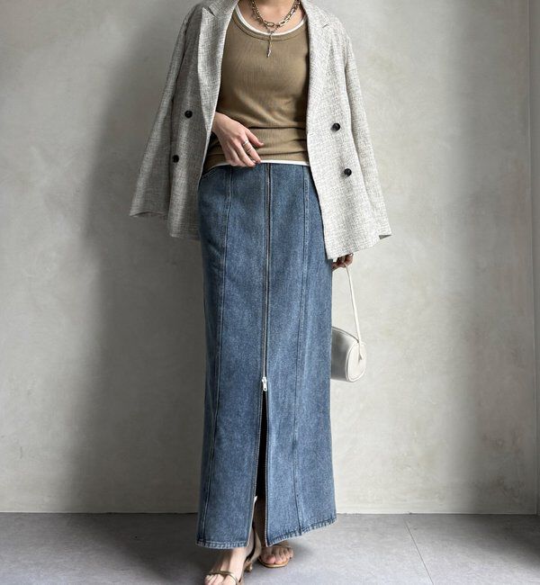  「【WEB限定】フロントジップデニムスカート」|スカート|