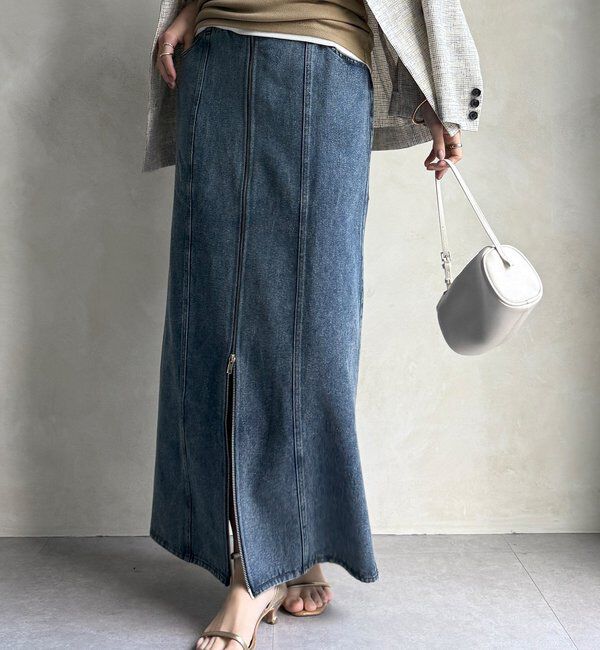  「【WEB限定】フロントジップデニムスカート」|スカート|