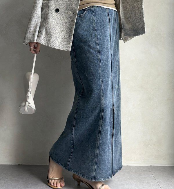  「【WEB限定】フロントジップデニムスカート」|スカート|