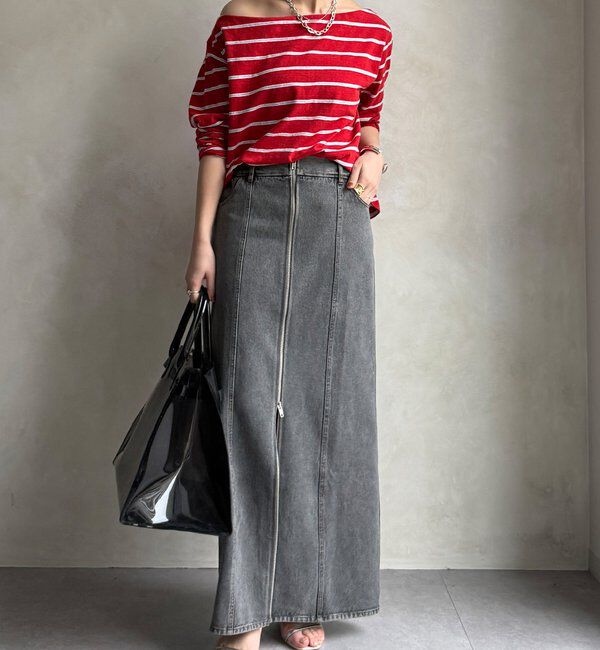  「【WEB限定】フロントジップデニムスカート」|スカート|