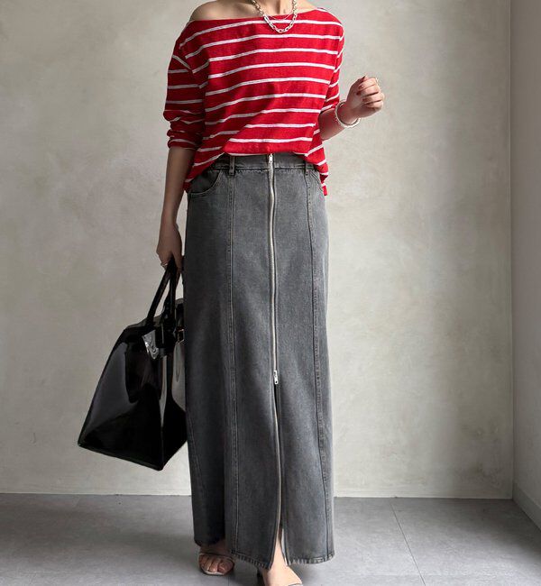  「【WEB限定】フロントジップデニムスカート」|スカート|