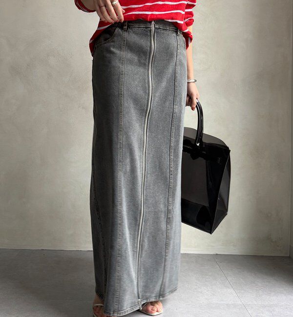  「【WEB限定】フロントジップデニムスカート」|スカート|