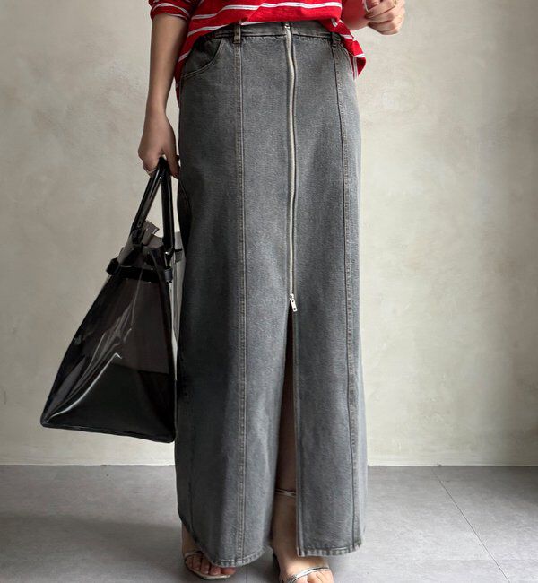  「【WEB限定】フロントジップデニムスカート」|スカート|